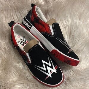 WWE Black and Red Slip-On Sneakers NWOT